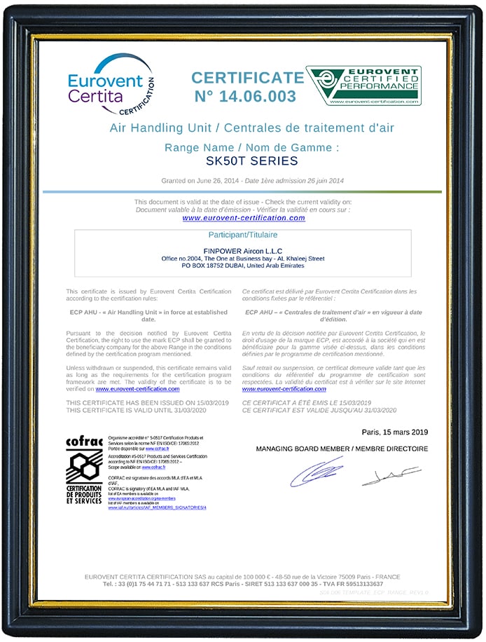 eurovent certified fahu