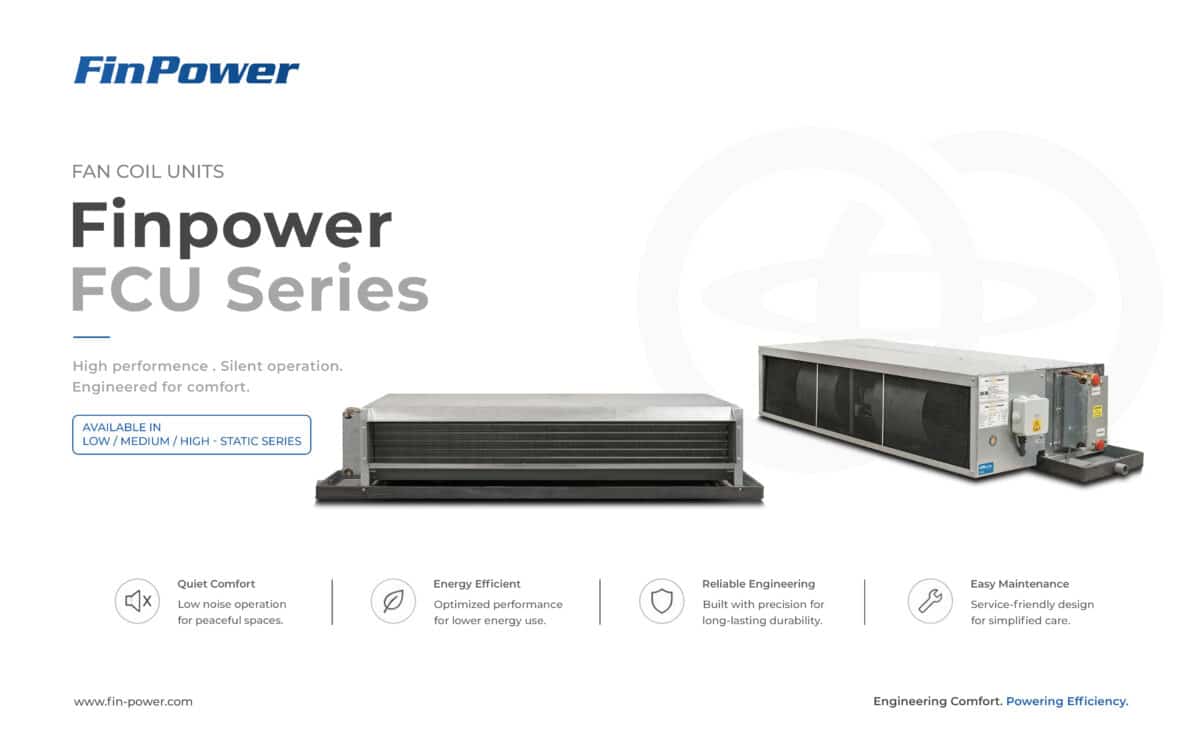 Finpower AHRI-certified fan coil unit manufactured in Dubai